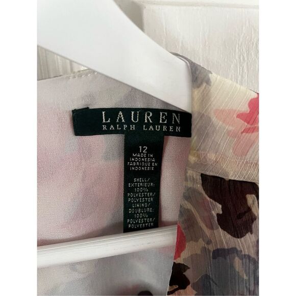 Lauren Ralph Lauren Pink & Blue Floral Gathered Shoulder Tank Sleeveless Blouse - Picture 5 of 7